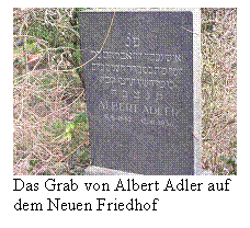 Textfeld:  
Das Grab von Albert Adler auf dem Neuen Friedhof











